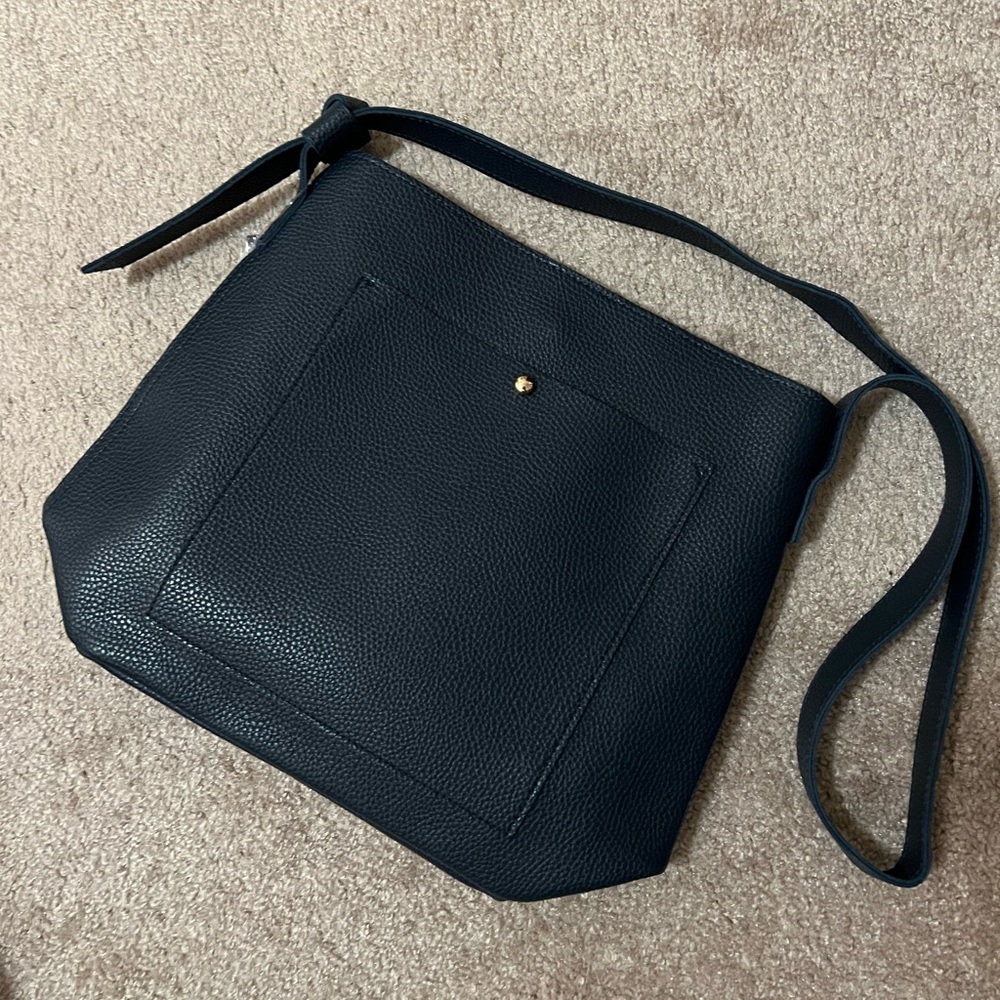 Navy blue faux leather purse